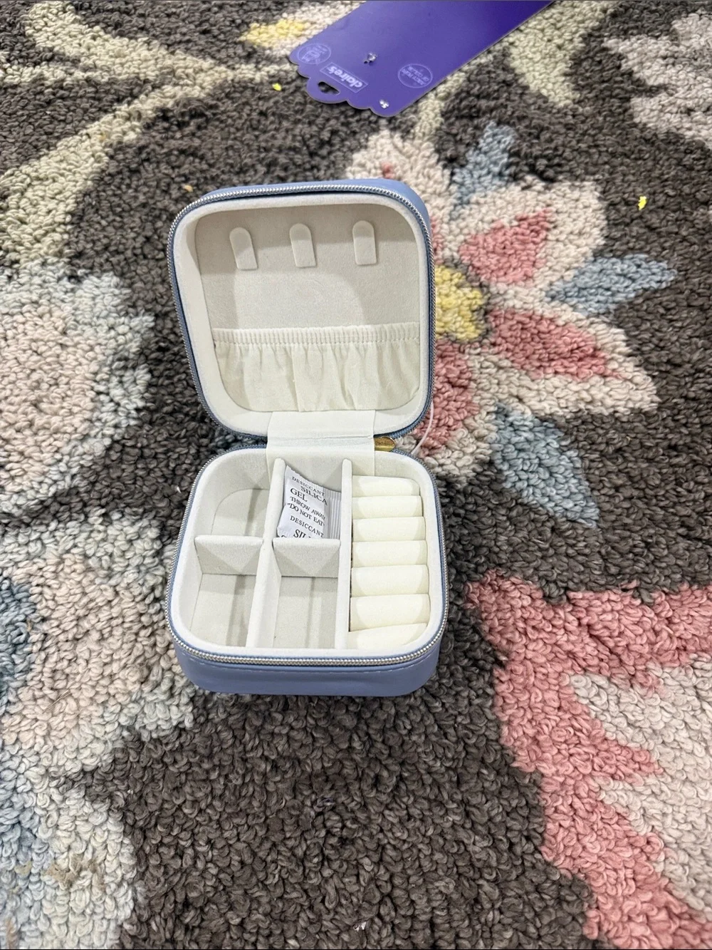 Time and Tru Light Blue Jewelry Case with Gold 'S' Accent